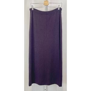 EILEEN FISHER Knitted Merino Wool Maxi Skirt Pull On Long Purple Size M